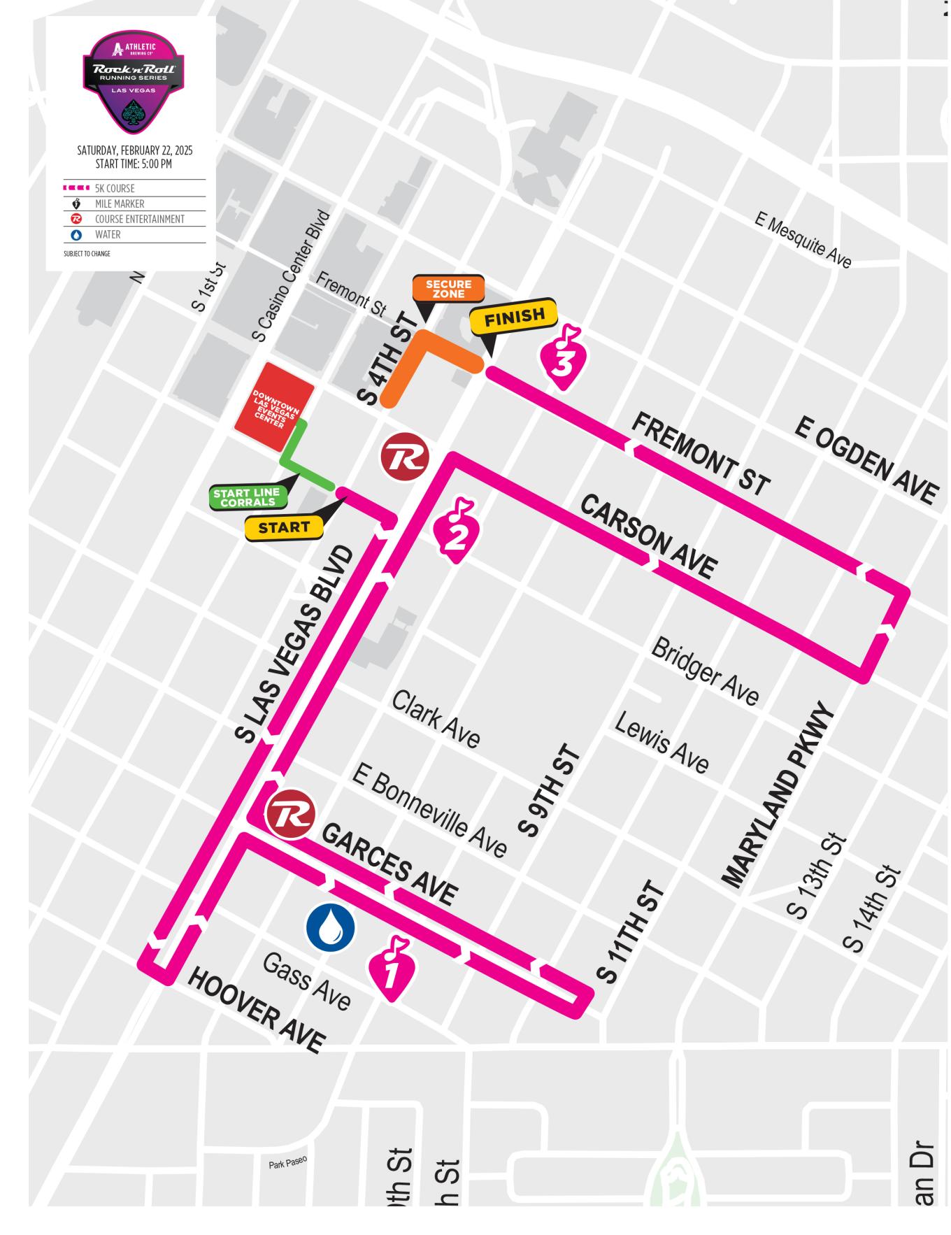 Las Vegas Course Map 24 5K Saturday